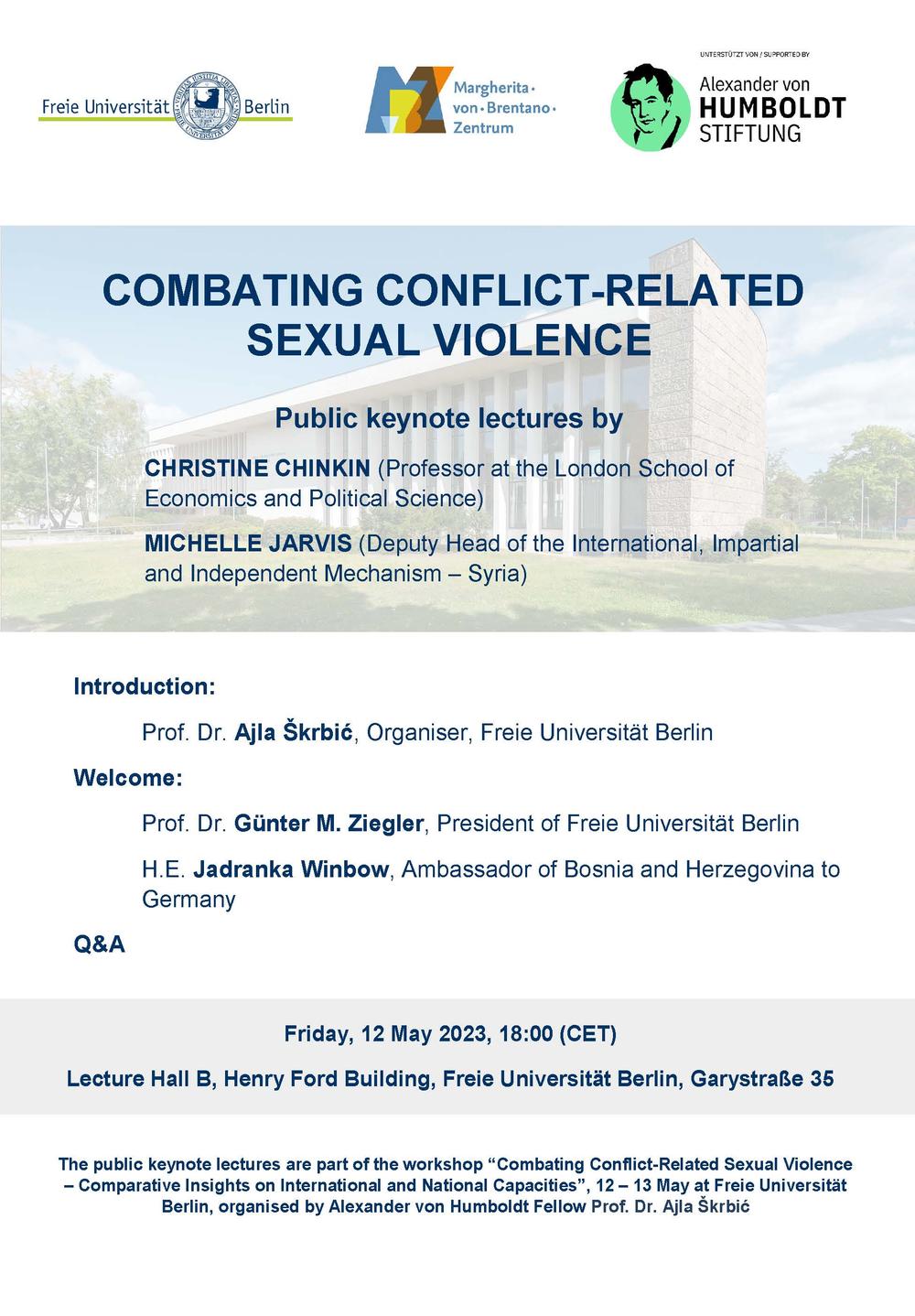 Public keynote lectures COMBATING CONFLICT-RELATED SEXUAL VIOLENCE by Chinkin and Jarvis_12.05.2023