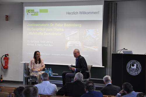 Justizsenatorin Dr. Badenberg und Prof. Dr. Calliess, Auftaktveranstaltung am 13. Mai