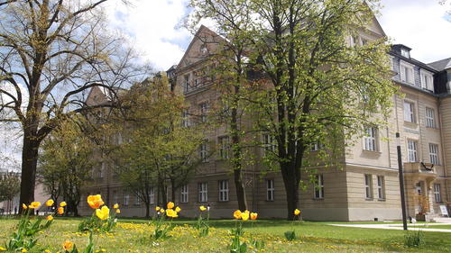 Boltzmannstraße 3 im Frühling