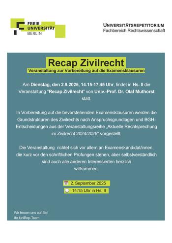 FU UniRep Recap Zivilrecht Plakat