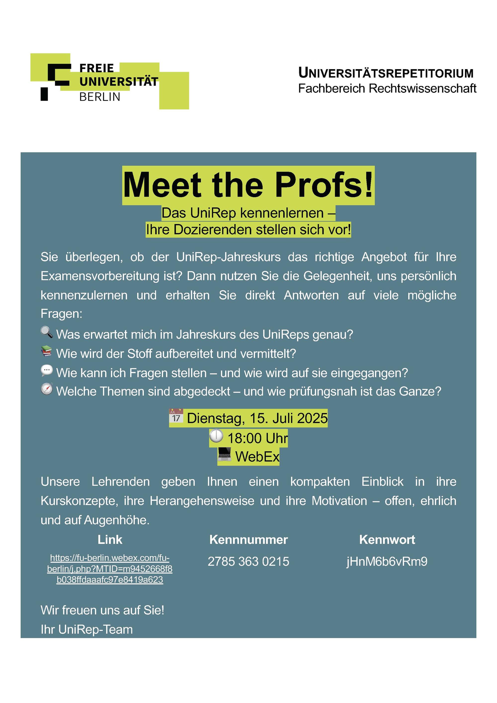 Meet the Profs, 15. Juli 2025, 18 Uhr