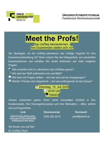 Meet the Profs, 15. Juli 2025, 18 Uhr